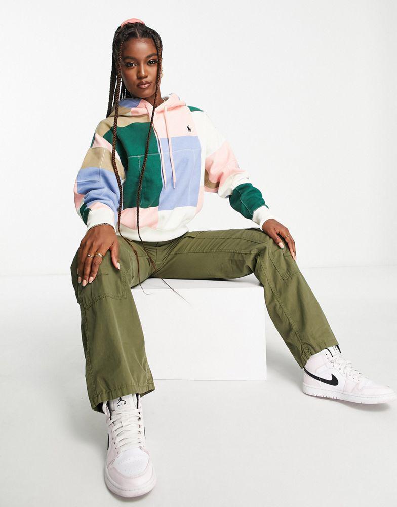 商品Ralph Lauren|Polo Ralph Lauren x ASOS exclusive collab patchwork hoodie in multi,价格¥1074,第4张图片详细描述