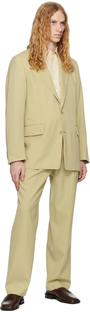 Shop Khaki Light Wool Max Gabardine Two-Tuck Trousers on Sale at