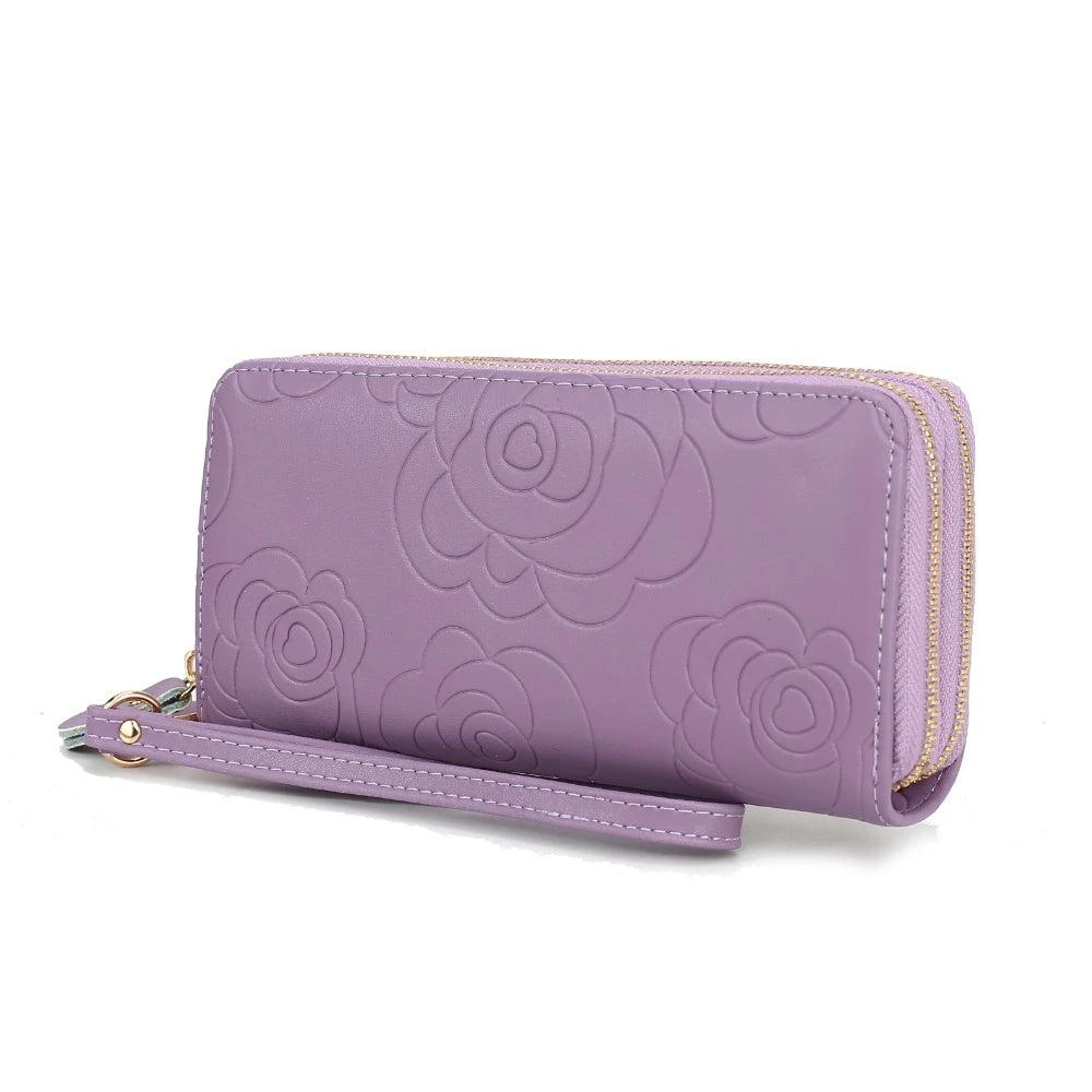 商品MKF Collection By Mia K.|Ellie Genuine Leather Flower-Embossed Women’s Wristlet Wallet by Mia K.,价格¥328,第1张图片
