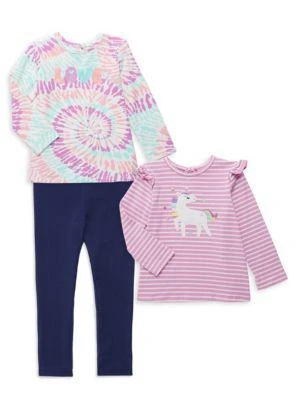商品Little Me|Baby Girl's 3 Piece Unicorn Tees & Pants Set,价格¥80,第1张图片