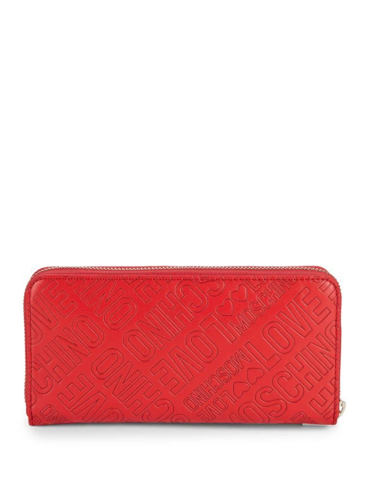 商品Moschino|Faux Leather Logo Continental Zip-Around Wallet,价格¥551,第3张图片详细描述