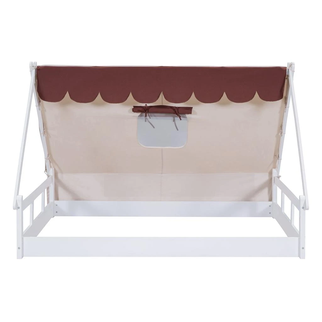 商品Simplie Fun|Wooden Full Size Tent Bed with Fabric for Kids,价格¥2248,第3张图片详细描述