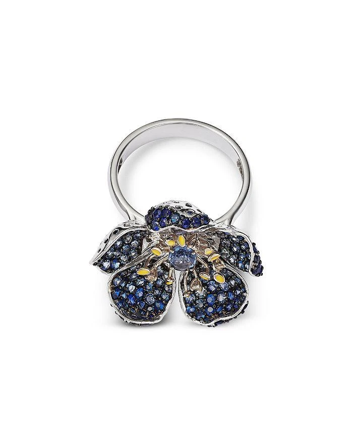 商品Bloomingdale's Fine Collection|Blue Sapphire (2.88 ct. t.w.) & Diamond (0.05 ct. t.w.) Flower Ring in 14K Yellow & White Gold,价格¥23823,第3张图片详细描述