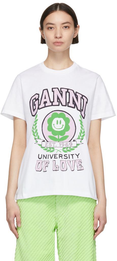 商品Ganni|White Organic Cotton T-Shirt,价格¥535,第1张图片