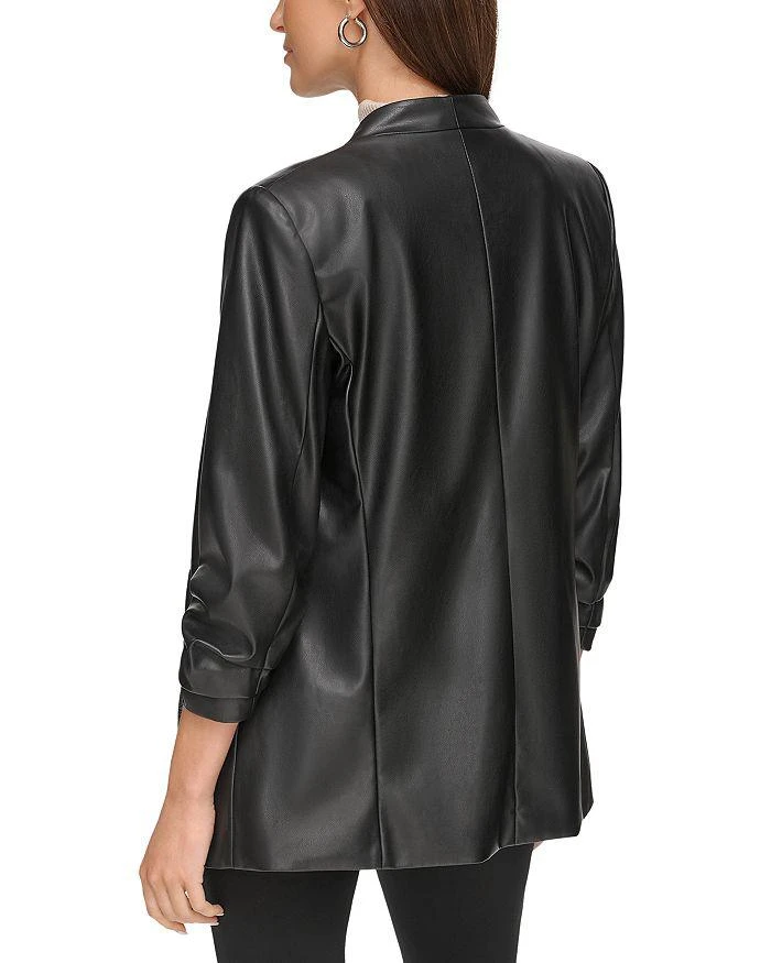 商品DKNY|Faux Leather Ruched Sleeve Blazer,价格¥781,第2张图片详细描述