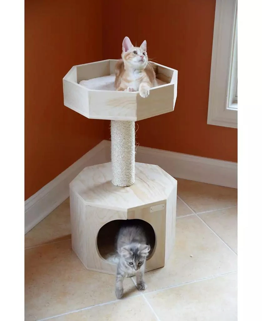 商品Macy's|29" Premium Scots Pine, Real Wood Cat Tree With Perch & Condo,价格¥1165,第2张图片详细描述