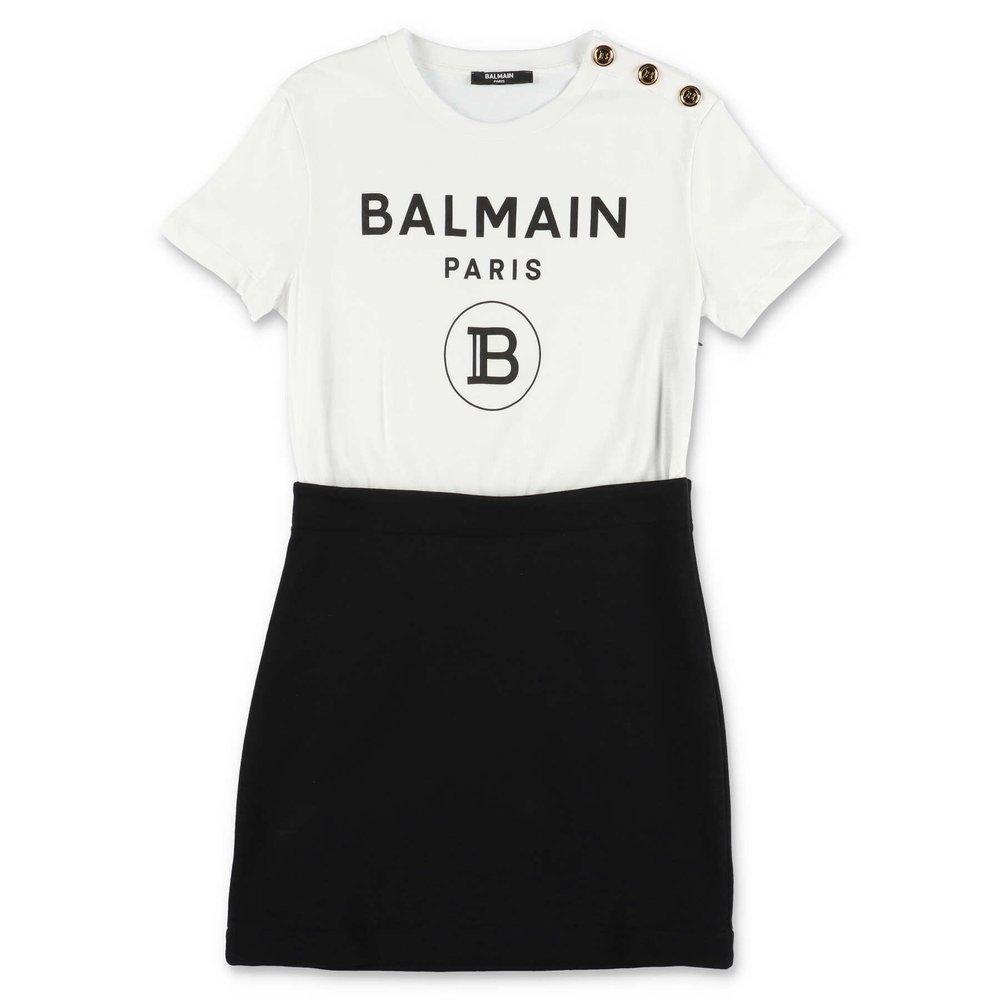 商品Balmain|Balmain Kids Logo Printed Crewneck T-Shirt Dress,价格¥1516-¥2538,第1张图片