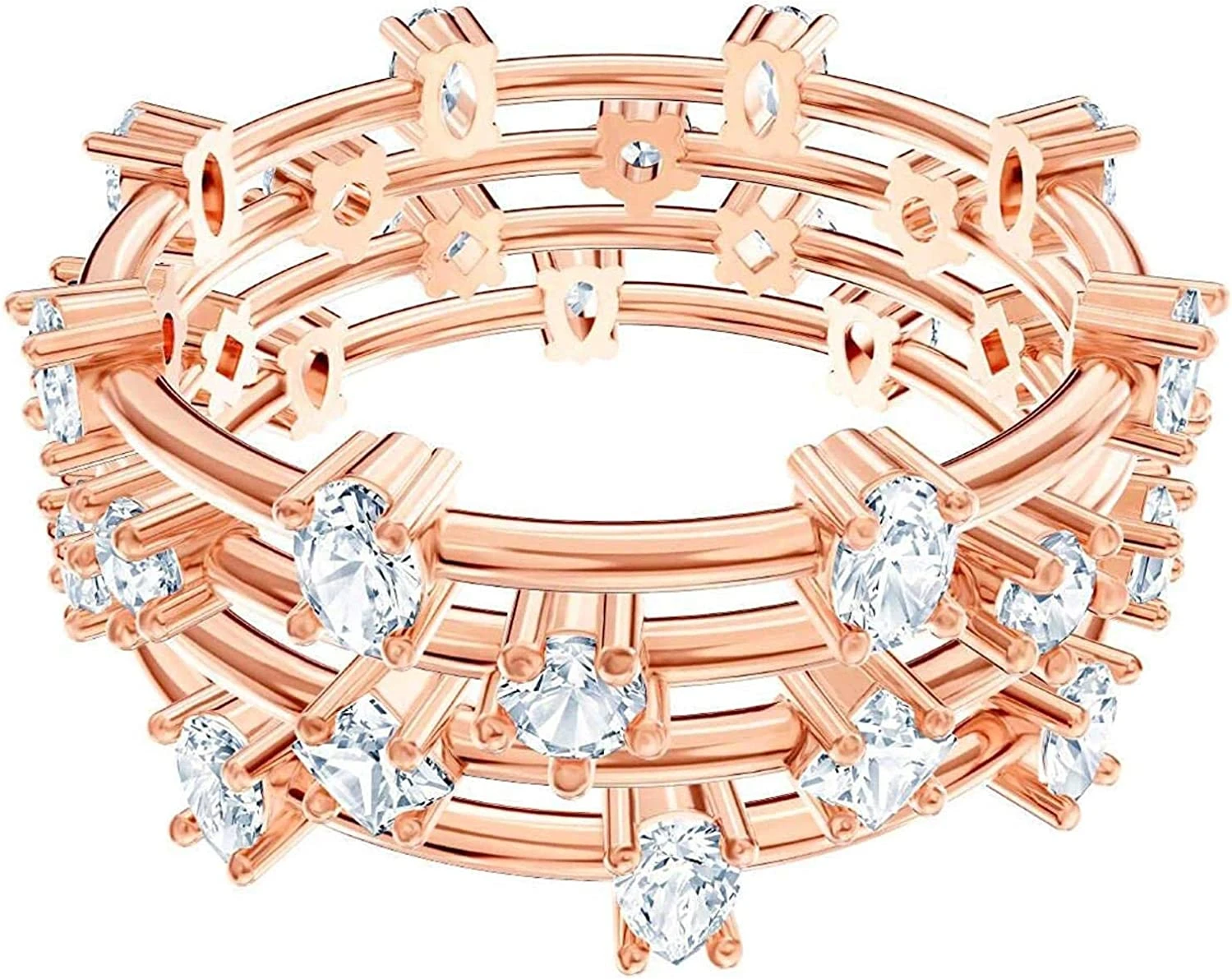 商品Swarovski|SWAROVSKI 女士玫瑰金色不锈钢水晶戒指 5486804,价格¥604,第1张图片