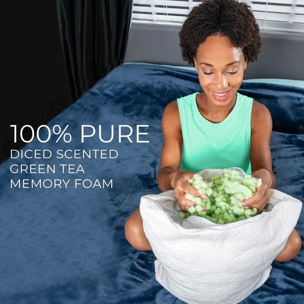 商品Everlasting Comfort|Everlasting Comfort Adjustable Pillow for Back, Stomach, Side Sleepers - Green Tea Shredded Memory Foam Pillows with Customizable Loft - Hypoallergenic Pillow with Cooling Pillowcase (Queen),价格¥223,第3张图片详细描述