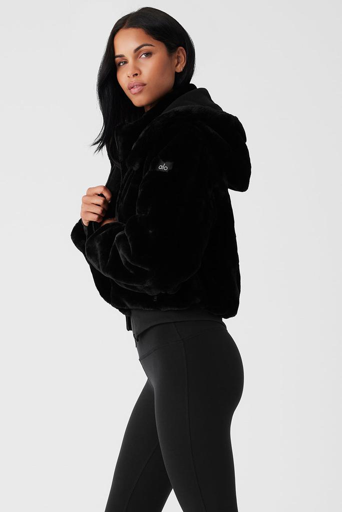 Alo Faux Fur Foxy Jacket - Black - Jackets - Free Shipping