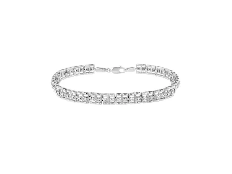 商品Haus of Brilliance|.925 Sterling Silver 1/10 Cttw Diamond Double-Link 7" Rolex Tennis Bracelet,价格¥1811,第1张图片