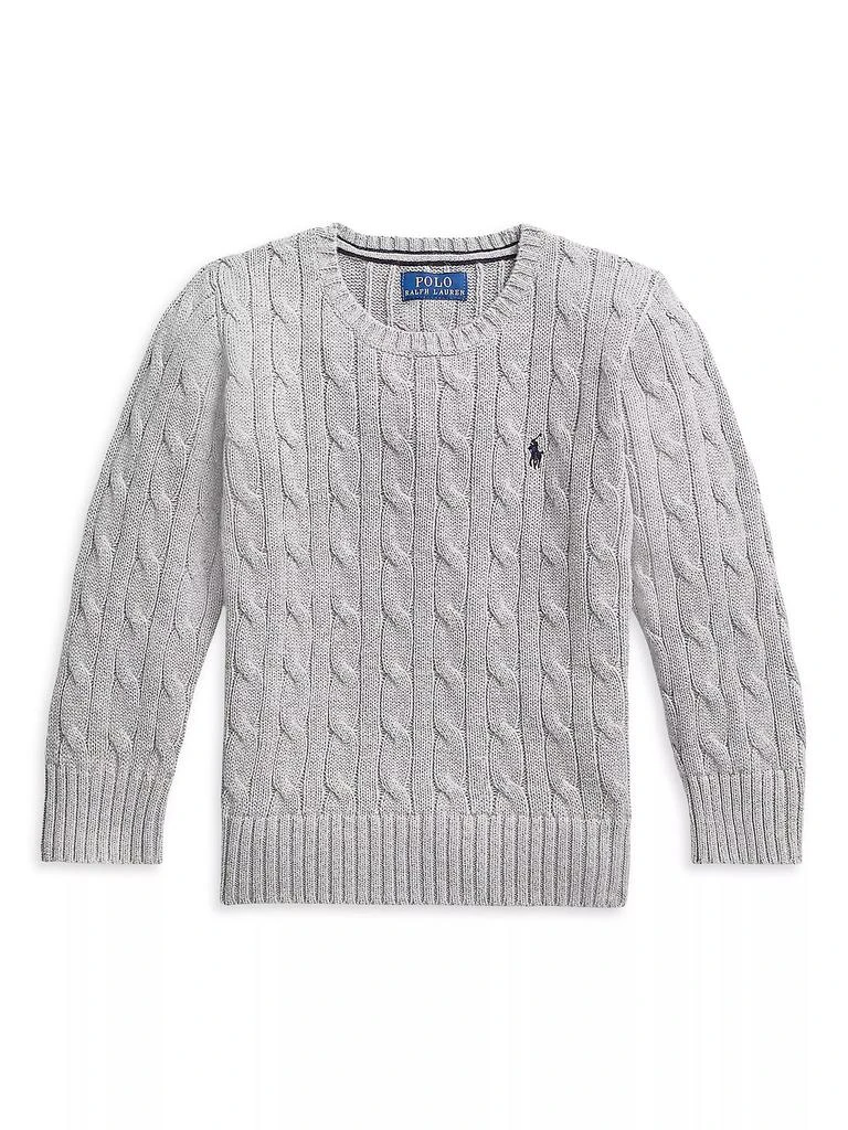 商品Ralph Lauren|Little Boy's & Boy's Cable-Knit Crewneck Sweater,价格¥371,第1张图片