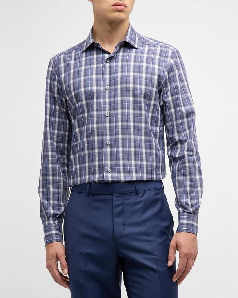 商品Zegna|Men's Cotton Plaid Sport Shirt,价格¥943,第1张图片