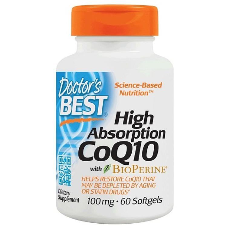 商品Doctors Best Vitamins|Doctors Best High Absorption CoQ10 100 mg with Bioperine Softgels, 60 Ea,价格¥94,第1张图片