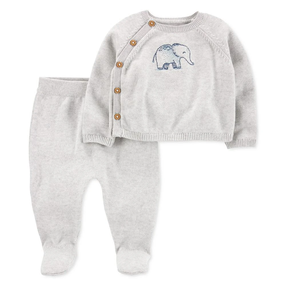 商品Carter's|Baby Boys or Baby Girls Elephant Sweater and Footed Pants, 2 Piece Set,价格¥173,第1张图片