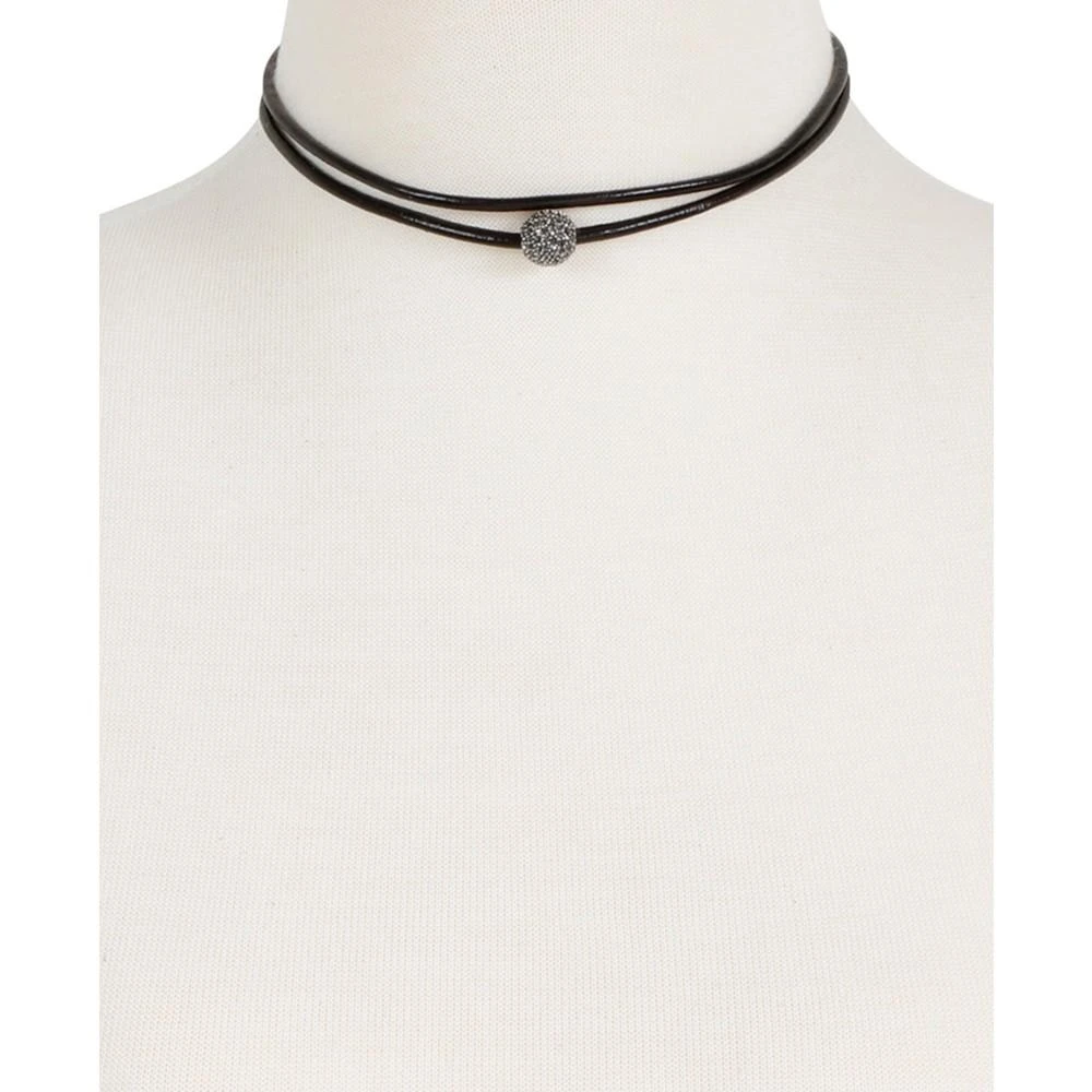 商品Lucky Brand|Silver-Tone Black Leather Crystal Choker Necklace,价格¥210,第4张图片详细描述