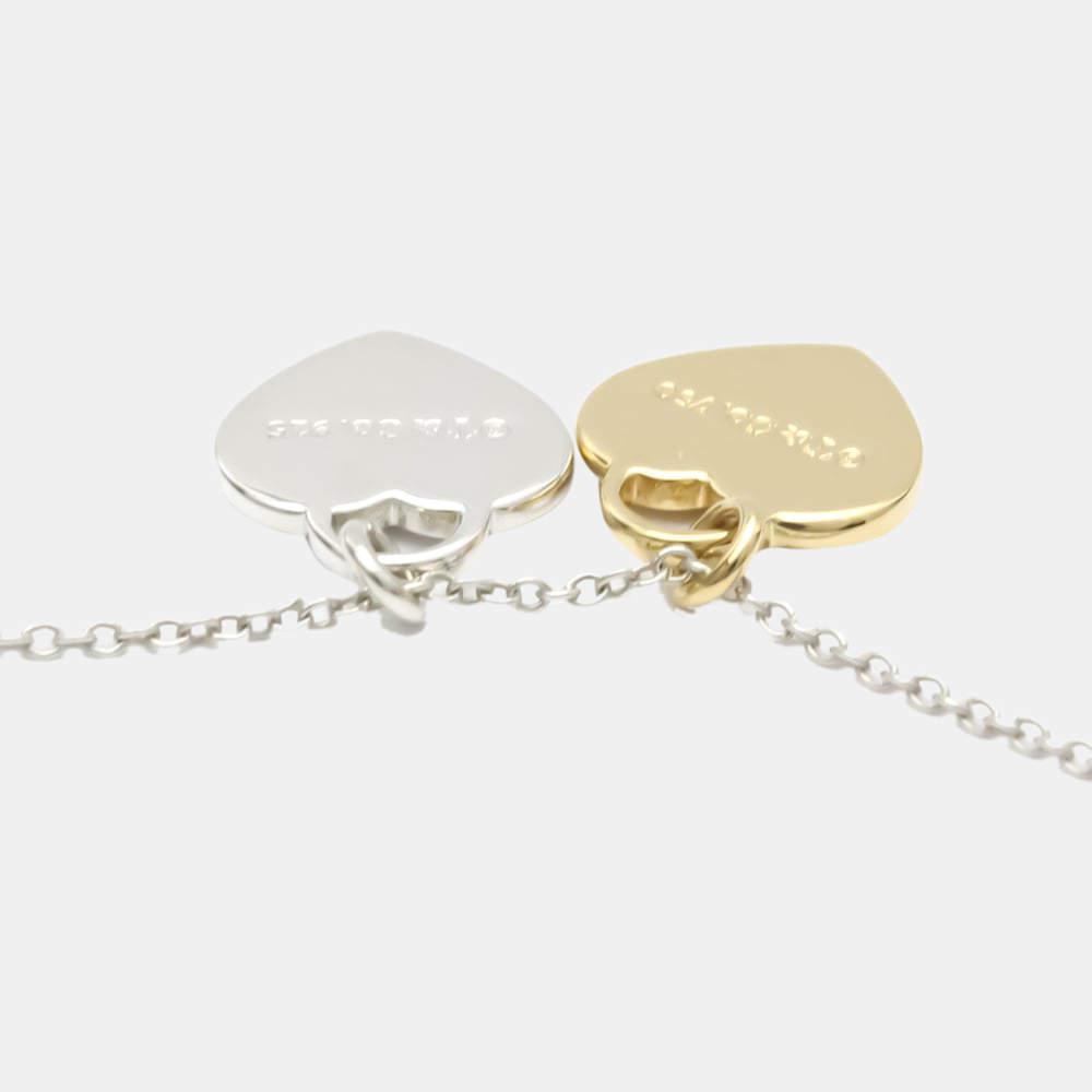 Tiffany & Co. Return To Tiffany Love Double Heart Tag 18K Yellow Gold Silver Necklace商品第6张图片规格展示