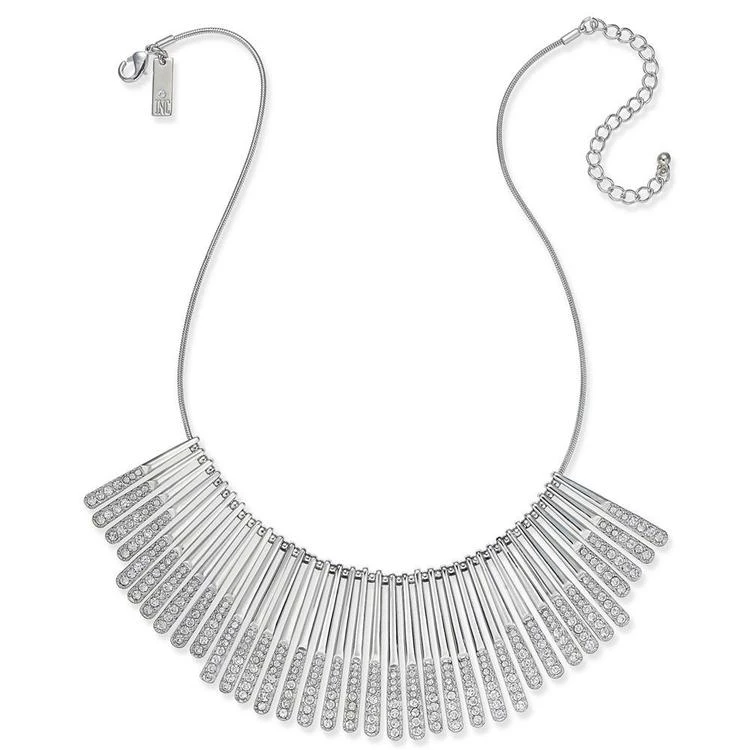 商品INC International|I.N.C. Silver-Tone Sticks & Stones Pavé Statement Necklace, Created for Macy's,价格¥136,第1张图片