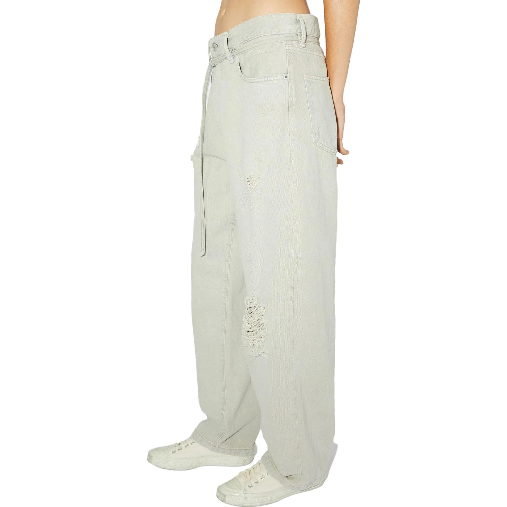 商品[国内直发] Acne Studios|FW23 丹宁系列 棉质做旧磨毛纯色拉链宽松破洞直筒裤牛仔裤 1991 TOJ 男女同款 白色,价格¥3268,第5张图片详细描述