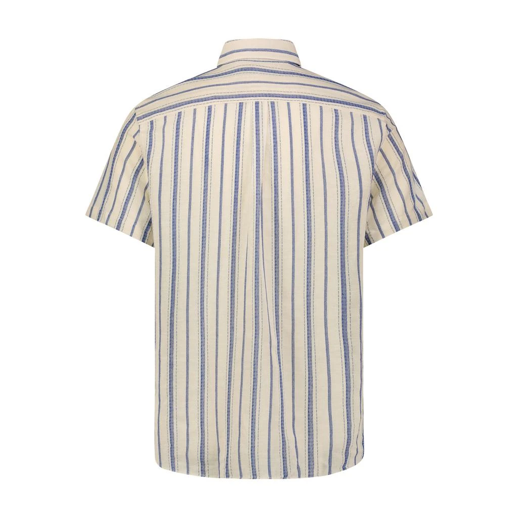 商品American Heritage|Denim Blue with Beige Striped Short Sleeve Shirt,价格¥772,第2张图片详细描述