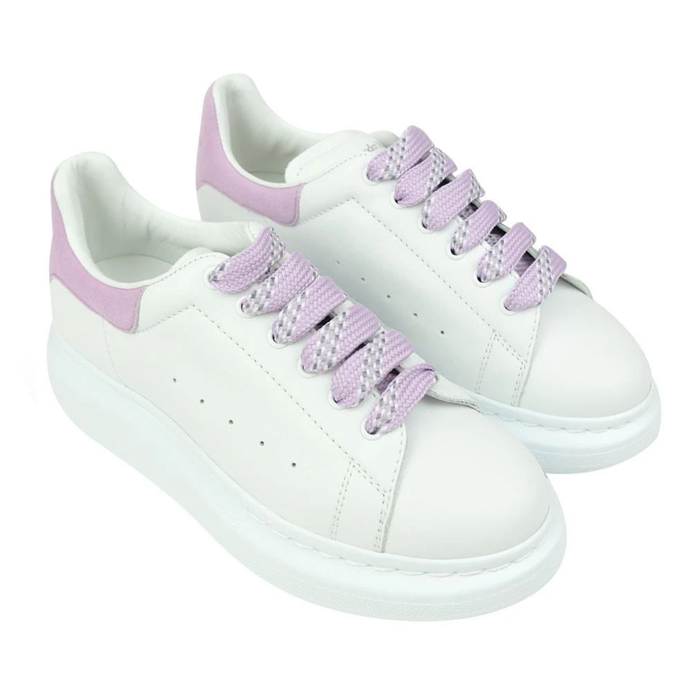 商品Alexander McQueen|White & Lilac Lace Up Trainers,价格¥1206,第3张图片详细描述