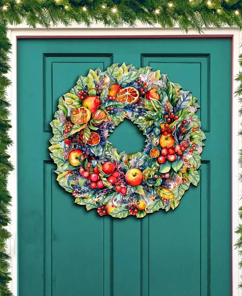 商品Designocracy|Holiday Wooden Door Decor Wall Decor Summer Harvest Fruit Wreath G. DeBrekht,价格¥989,第3张图片详细描述