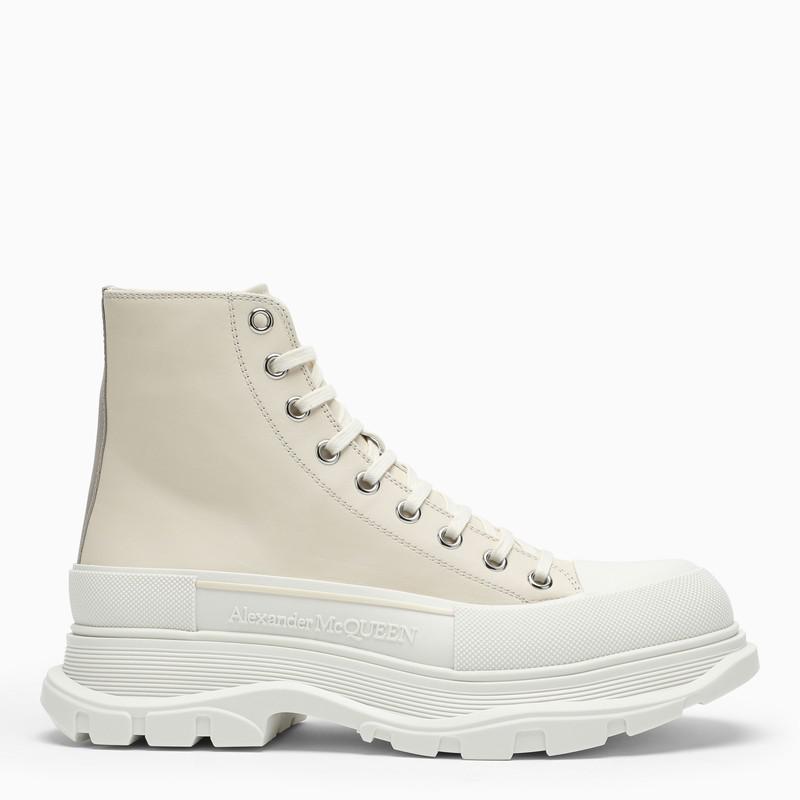 商品Alexander McQueen|Tread Slick boot in vanilla-coloured leather,价格¥5202,第1张图片
