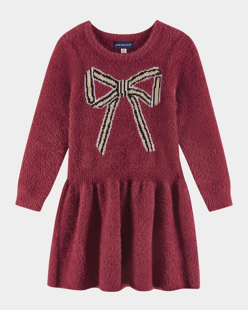 商品Andy & Evan|Girl's Sweater Dress W/ Bow Graphic, Size 2T-6X,价格¥478,第1张图片