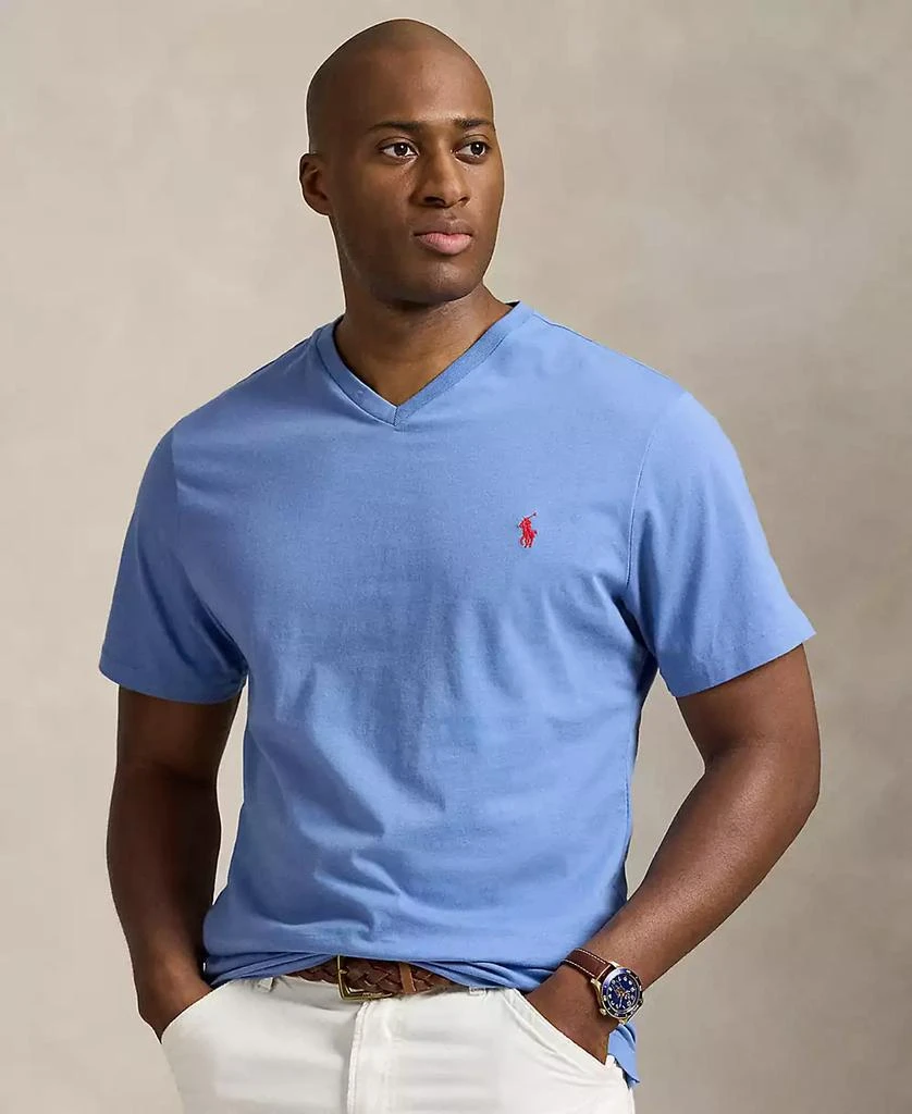 商品Ralph Lauren|Men's Big & Tall Jersey V-Neck T-Shirt,价格¥266,第1张图片