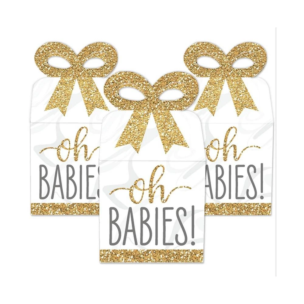 商品Big Dot of Happiness|It’s Twins - Square Favor Gift Boxes - Gold Twins Baby Shower Bow Boxes - 12 Ct,价格¥142,第2张图片详细描述