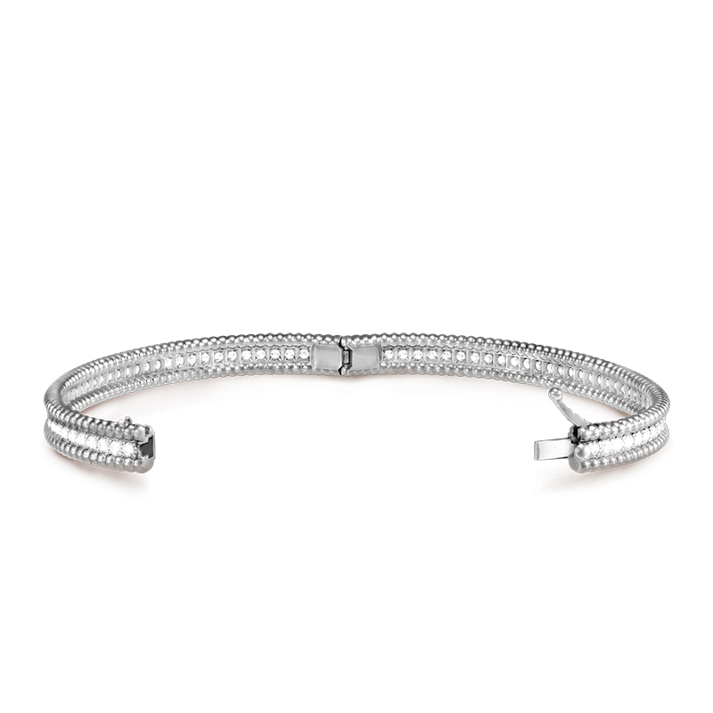 Van Cleef & Arpels/梵克雅宝 Perlée diamants系列 18K金白金镶嵌单排钻石手镯VCARP27J00商品第3张图片规格展示