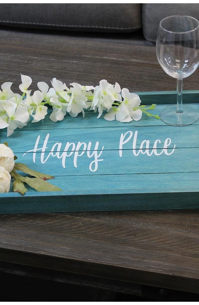 商品LALIA HOME|Decorative Wood Serving Tray with Handles - 15.5" x 12" - "Happy Place",价格¥205,第5张图片详细描述