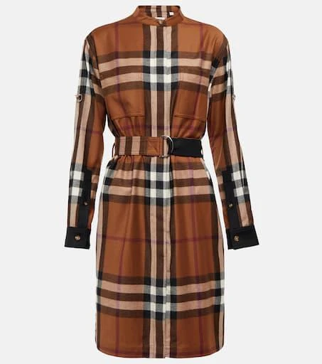 商品Burberry|格纹羊毛衬衫式连衣裙,价格¥12375,第1张图片