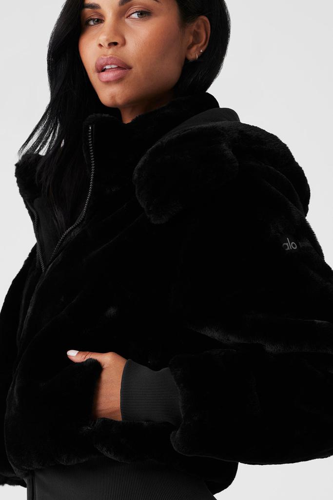 Alo Faux Fur Foxy Jacket - Black - Jackets - Free Shipping