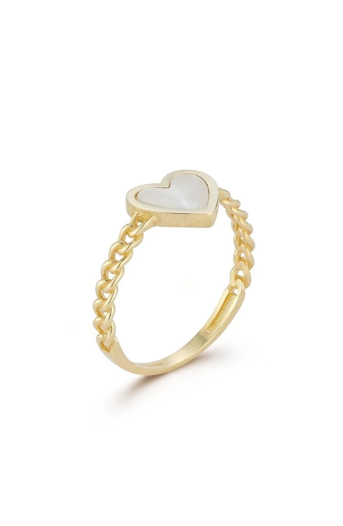 商品Ember Fine Jewelry|14K Gold Mother of Pearl Heart Ring,价格¥3446,第2张图片详细描述