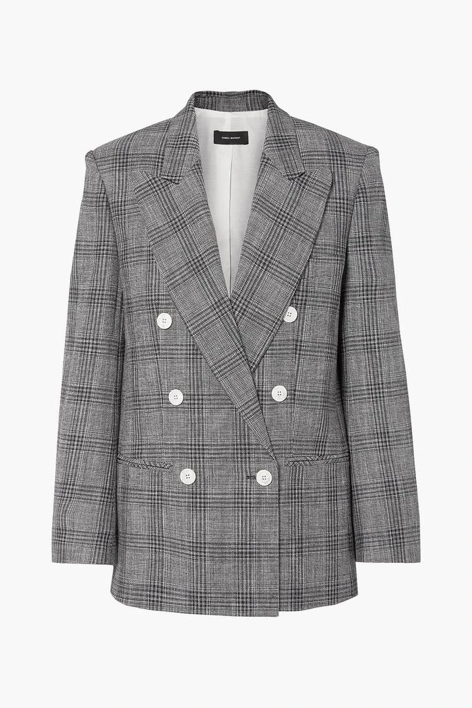 商品Isabel Marant|Deagan double-breasted checked cotton-blend blazer,价格¥3778,第3张图片详细描述