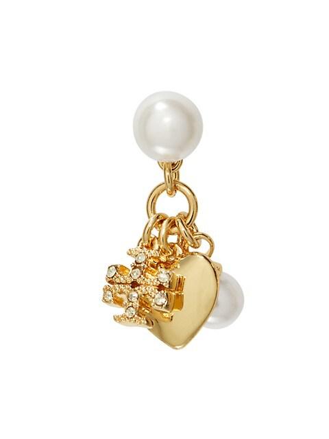 Kira Goldtone, Crystal & Faux Pearl Charm Drop Earrings商品第2张图片规格展示