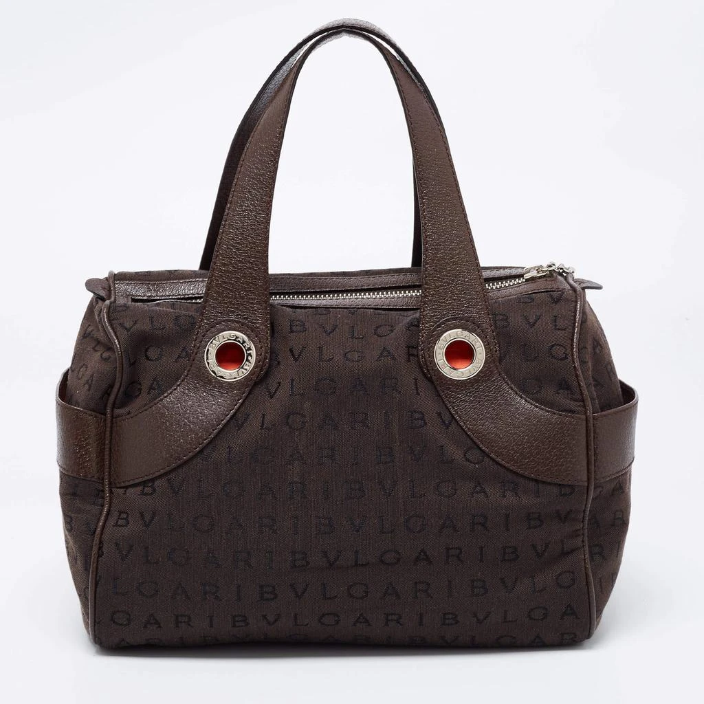 商品[二手商品] BVLGARI|Bvlgari Brown Logo Mania Fabric and Leather Boston Bag,价格¥3056,第4张图片详细描述