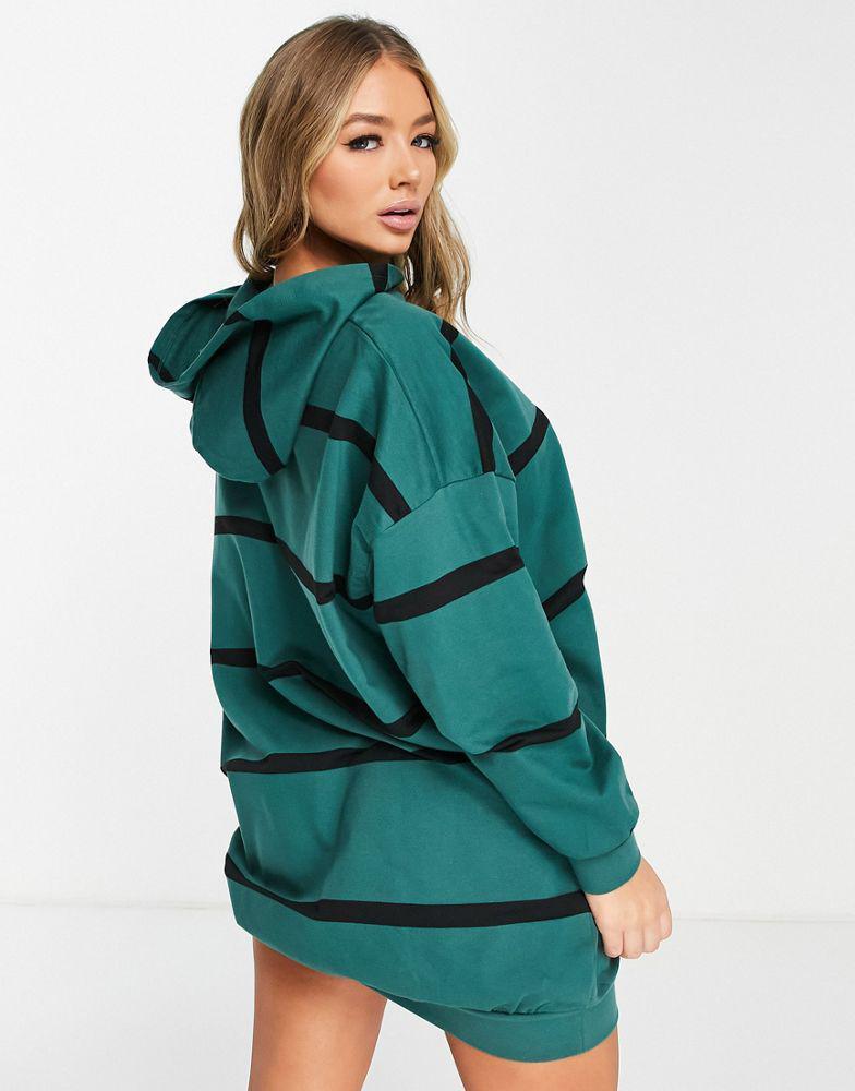 商品ASOS|ASOS DESIGN oversized mini sweatshirt hoodie dress in khaki and black stripe,价格¥140,第4张图片详细描述