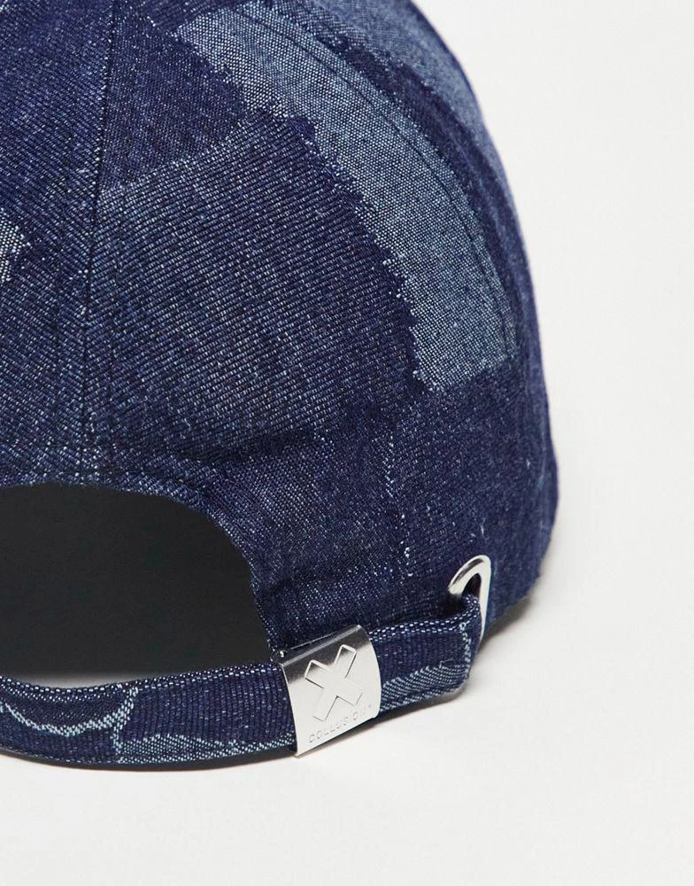 商品COLLUSION|COLLUSION Unisex patchwork distressed denim cap in blue,价格¥126,第4张图片详细描述