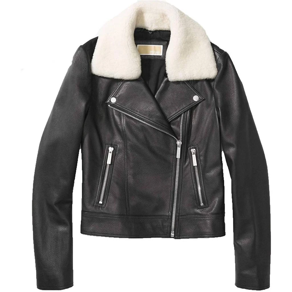 商品Michael Kors|Shearling Collar Leather Jacket In Black,价格¥1679,第3张图片详细描述