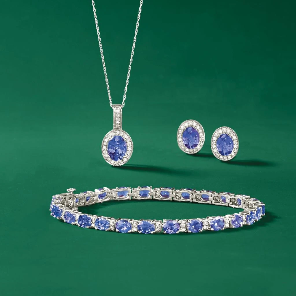 商品Ross-Simons|Ross-Simons Tanzanite and . Diamond Bracelet in 14kt White Gold,价格¥13396,第3张图片详细描述