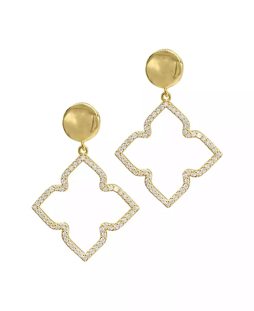 商品ADORNIA|Women's 14K Gold-Tone Plated Drop and Dangle Crystal Lined Floral Earrings,价格¥183,第1张图片