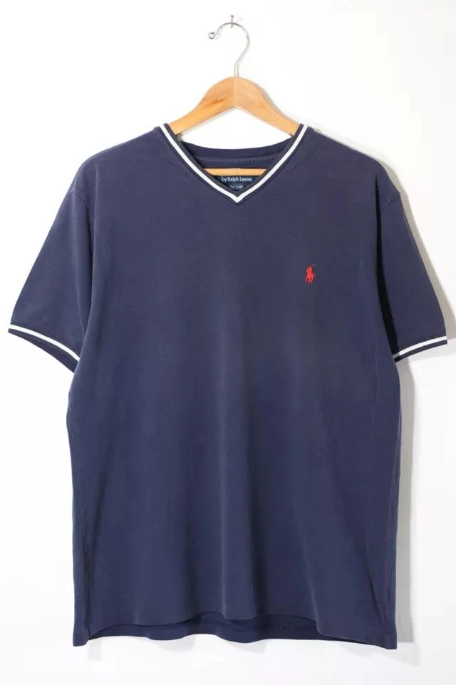 商品Ralph Lauren|Vintage Polo Ralph Lauren V-neck Pique T-shirt,价格¥718,第1张图片