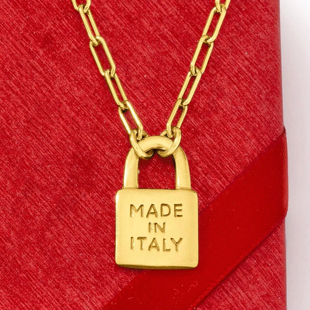 商品Ross-Simons|Ross-Simons Italian 18kt Gold Over Sterling "Made in Italy" Lock Pendant Paper Clip Link Necklace,价格¥787,第3张图片详细描述