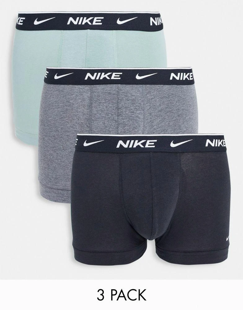 商品NIKE|Nike cotton stretch 3 pack trunks in mint/grey/black,价格¥175,第2张图片详细描述