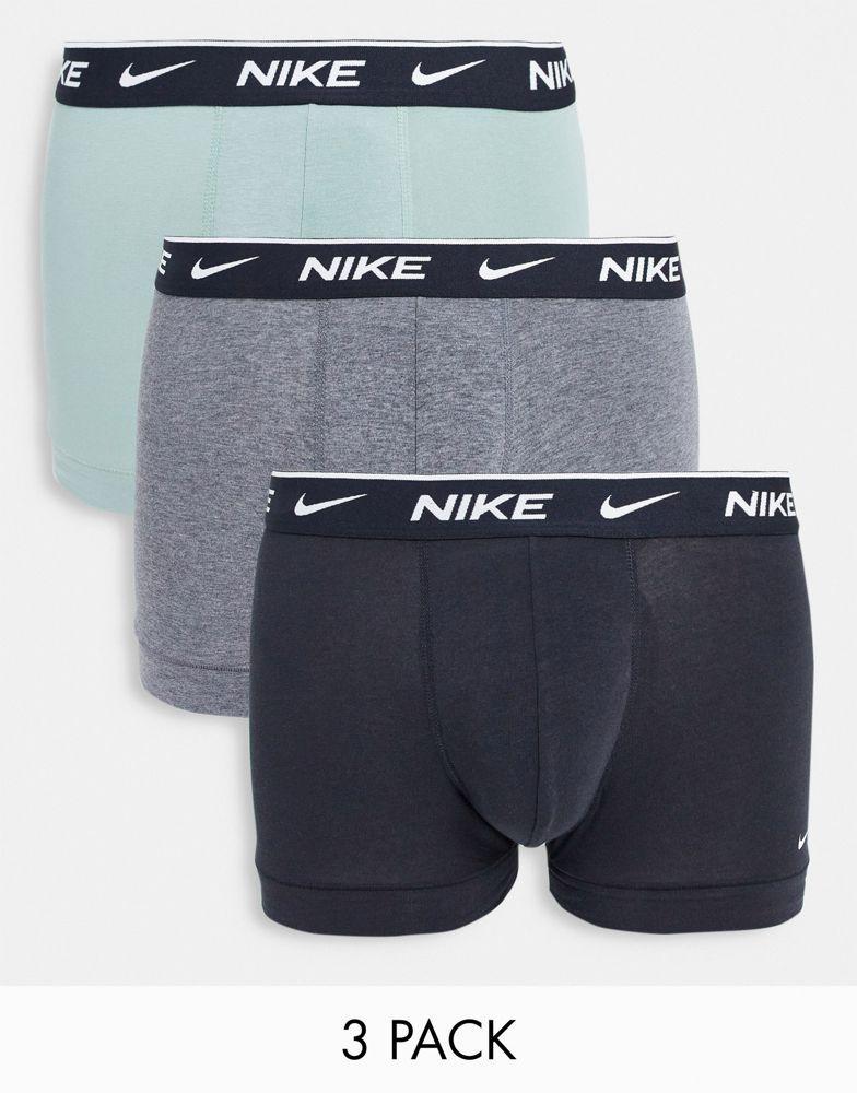 商品NIKE|Nike cotton stretch 3 pack trunks in mint/grey/black,价格¥227,第4张图片详细描述