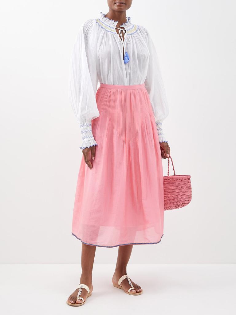 商品Thierry Colson|Verde pintucked cotton midi skirt,价格¥2846,第4张图片详细描述