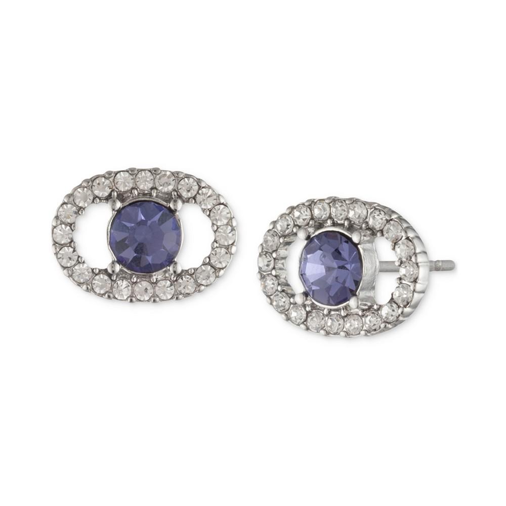 Silver-Tone Crystal Oval Button Earrings商品第1张图片规格展示