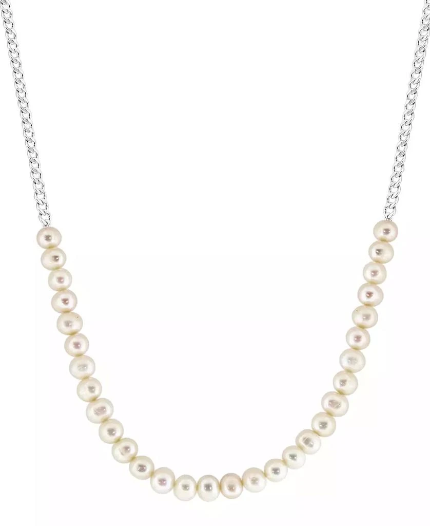 商品Effy|EFFY® Cultured Freshwater Pearl (6mm) & Cable Chain Collar Necklace in Sterling Silver, 18" + 1" extender,价格¥2272,第1张图片